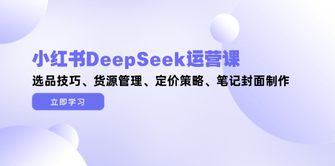（14748期）小红书DeepSeek运营课，选品技巧、货源管理、定价策略、笔记封面制作-默默网创