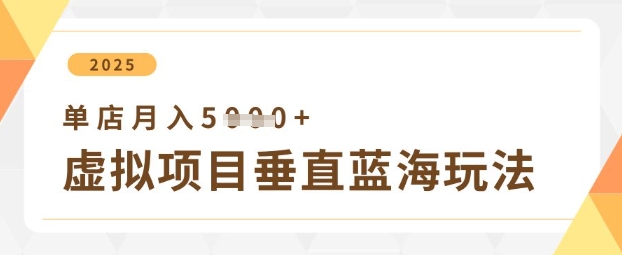 虚拟项目垂直玩法，实现单店月入5k+-默默网创