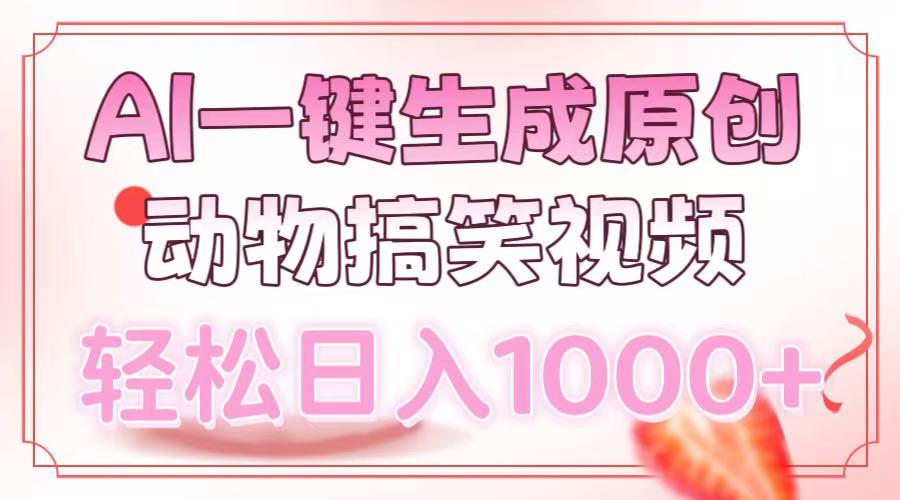 （13884期）AI一键生成原创动物搞笑视频，轻松日入1000+-默默网创