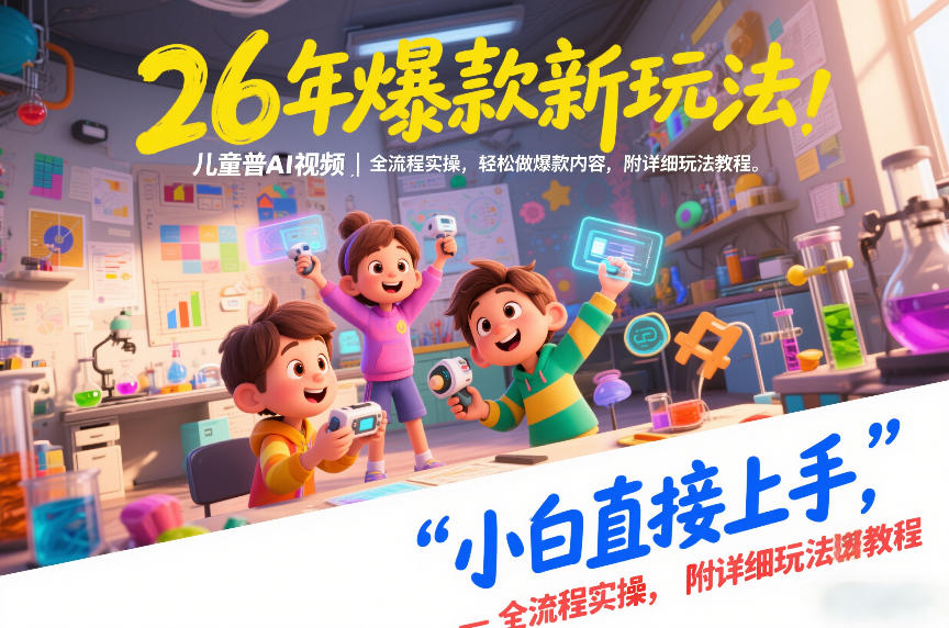 26年爆款新玩法，儿童科普AI视频，全流程实操，轻松做爆款内容，小白直接上手，附详细玩法教程-默默网创