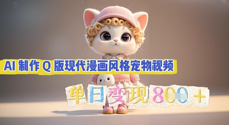 AI制作Q版现代漫画风格宠物视频，单日变现几张-默默网创
