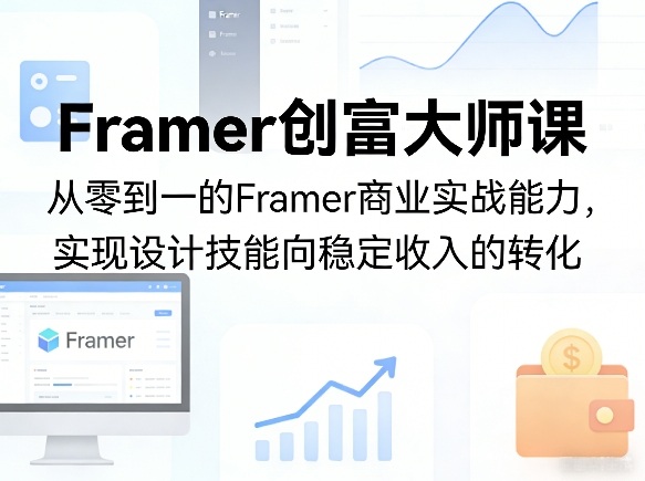 Framer创富大师课，从零到一的Framer商业实战能力，实现设计技能向稳定收入的转化-默默网创