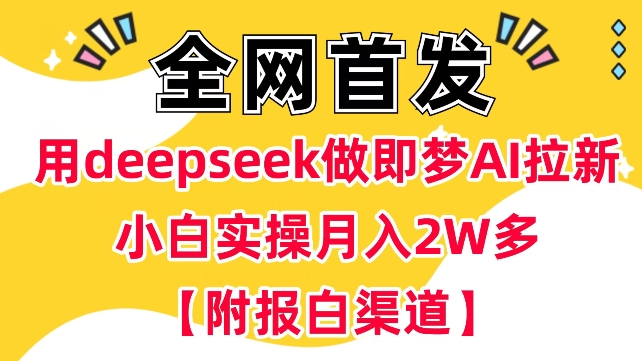 用deepseek做即梦Ai拉新 小白实操月入过W+【附报白渠道】-默默网创