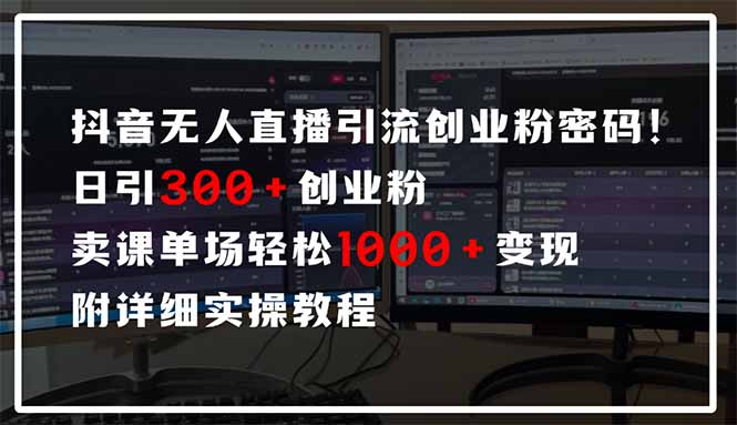 （14564期）抖音无人直播引流密码！日引300+创业粉 单场轻松1000+变现 附详细实操教程-默默网创