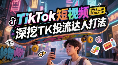 TikTok短视频带货线上课，深挖TK投流达人打法-默默网创