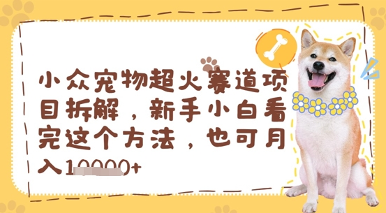 小众宠物超火赛道项目拆解，新手小白看完这个方法，也可月入过w-默默网创