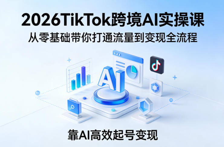 2026TikTok跨境AI实操课，从零基础带你打通流量到变现全流程，靠AI高效起号变现-默默网创
