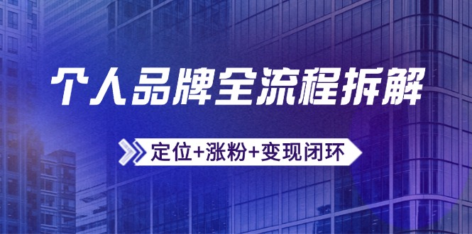 （14799期）个人品牌全流程拆解：定位+涨粉+变现闭环，微信生态运营与资源整合-默默网创