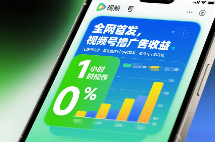 全网首发，视频号撸广告收益，无任何成本，每天操作1个小时即可，收益几十到几张-默默网创