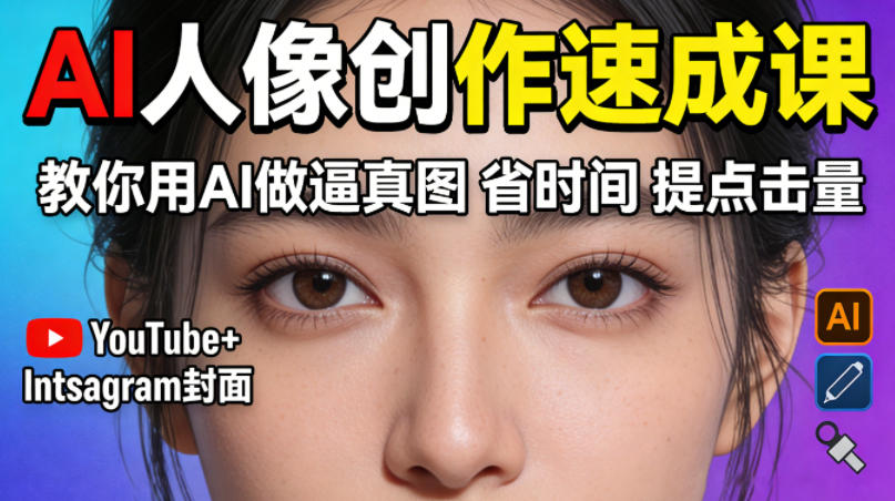 YouTube+Instagram封面没人点？AI人像创作速成课，教你用AI做逼真图，省时间还能提点击量！-默默网创