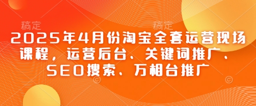 2025年4月份淘宝全套运营现场课程，运营后台、关键词推广、SEO搜索、万相台推广-默默网创