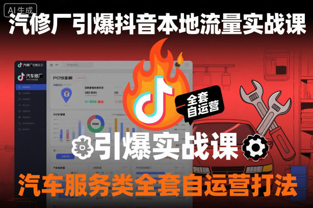 汽修厂引爆抖音本地流量实战课，汽车服务类全套自运营打法-默默网创