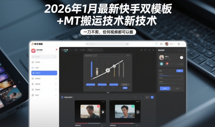 2026年1月最新快手双模板+MT搬运技术，一刀不剪，任何视频都可以搬-默默网创
