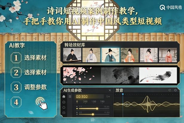 古诗词短视频案例制作教学，手把手教你用AI制作中国风类型短视频-默默网创