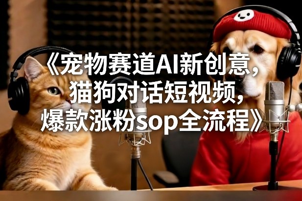 宠物赛道AI新创意，猫狗对话短视频，爆款涨粉sop全流程-默默网创