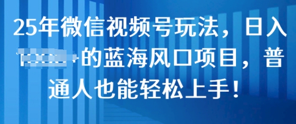 25年微信视频号玩法，日入几张的蓝海风口项目，普通人也能轻松上手!-默默网创