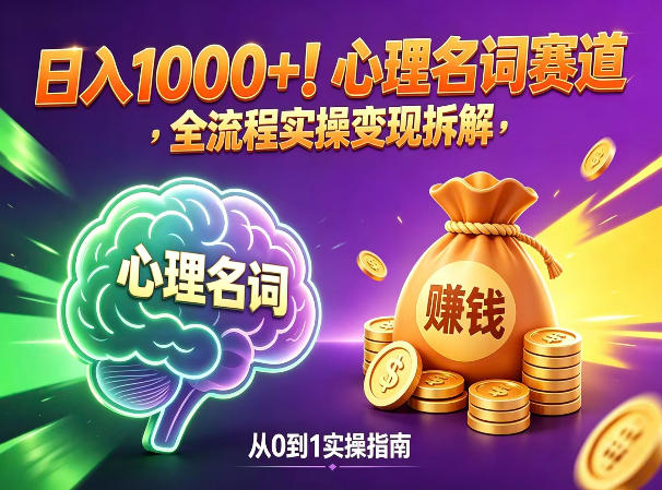 心理名词赛道，新手小白也能做，全流程项目拆解，单日变现1k+-默默网创
