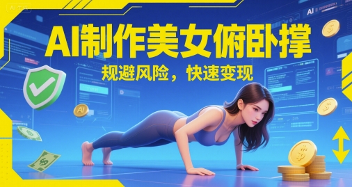 AI制作美女俯卧撑，规避风险，快速变现-默默网创