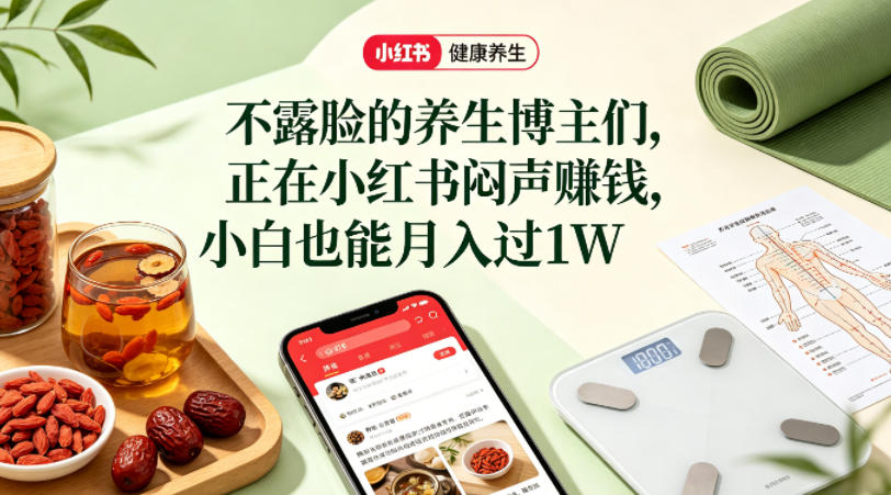 小红书健康养生科普图文赛道，不露脸的养生博主们，正在小红书闷声賺钱，小白也能月入过1W-默默网创