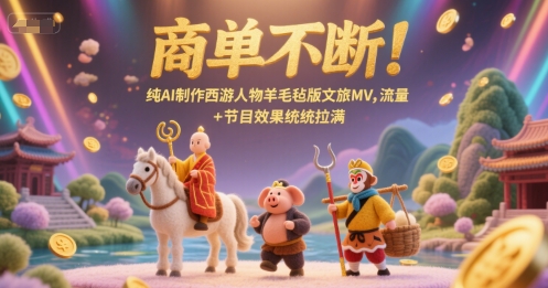 商单不断!纯AI制作西游人物羊毛毡版文旅MV,流量+节目效果统统拉满-默默网创