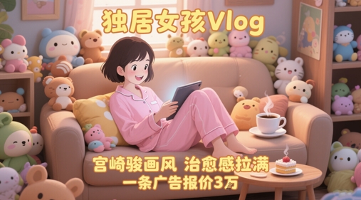 单个账号涨粉71W！用AI制作独居女孩Vlog，宫崎骏画风，治愈感拉满，一条广告报价3W-默默网创