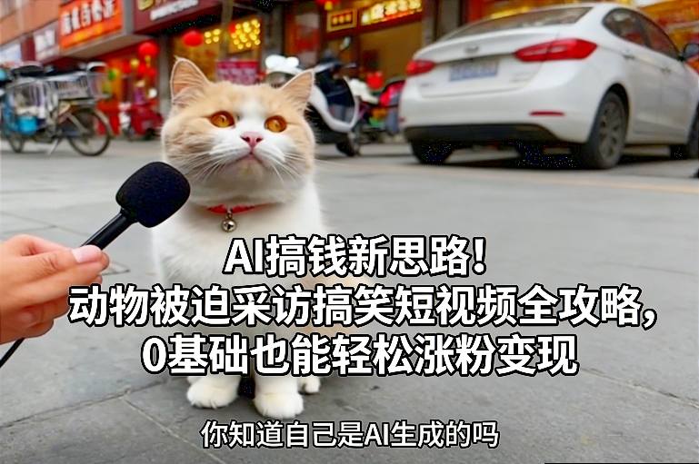 AI搞钱新思路！动物被迫采访搞笑短视频全攻略，0基础也能轻松涨粉变现-默默网创