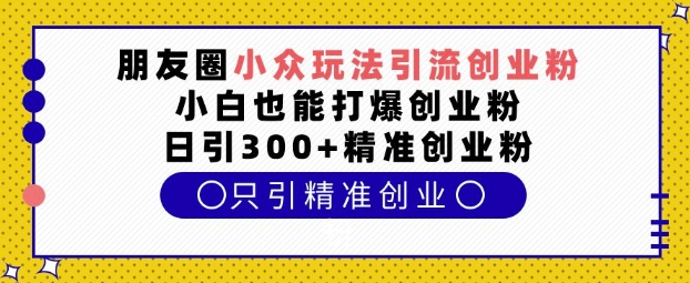 朋友圈小众玩法引流创业粉，小白也能打爆创业粉，日引300+精准创业粉【揭秘】-默默网创