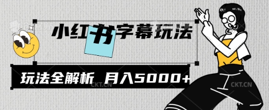 小红书字幕玩法，玩法全解析，月入2000+-默默网创