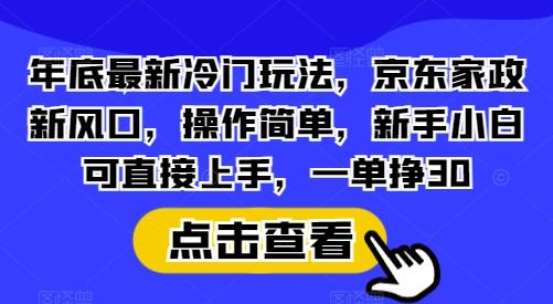 年底最新冷门玩法,京东家政新风口,操作简单,新手小白可直接上手,一单挣30【揭秘】-默默网创