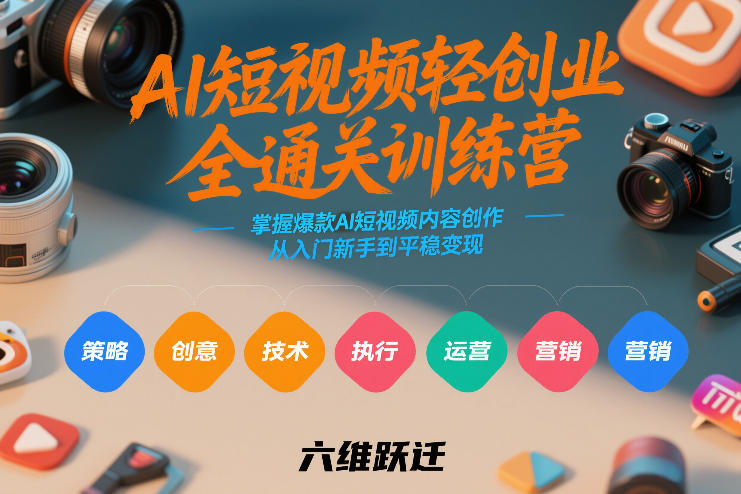AI短视频轻创业全通关训练营，掌握爆款AI短视频内容创作，从入门新手到平稳变现的六维跃迁-默默网创