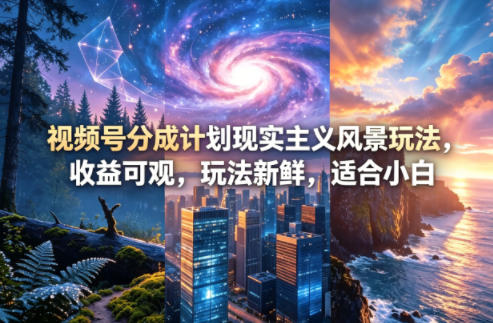 视频号分成计划现实主义风景玩法，收益可观，玩法新鲜，适合小白-默默网创