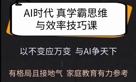 Ai时代真学霸思维与学习方法课，有格局且接地气，家庭教育有力参考-默默网创