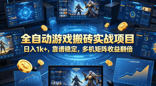 全自动游戏搬砖实战项目，日入1k+，靠谱稳定，多机矩阵收益翻倍【揭秘】-默默网创