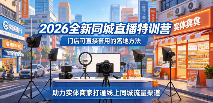 2026全新同城直播特训营，门店可直接套用的落地方法，助力实体商家打通线上同城流量渠道-默默网创
