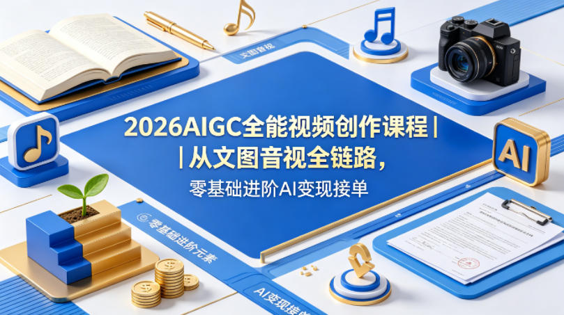 2026AIGC全能视频创作课程｜从文图音视全链路，零基础进阶AI变现接单-默默网创