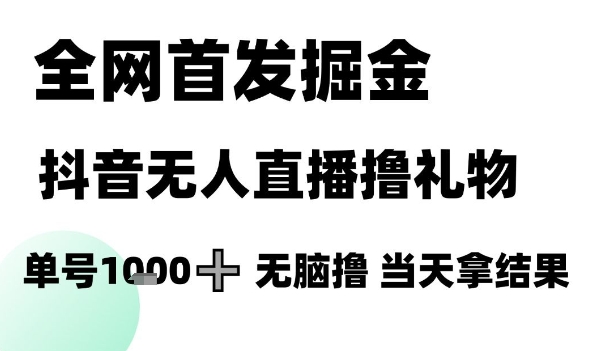 全网首发掘金抖音无人直播撸礼物，单号1k +无脑撸，当天拿结果【揭秘】-默默网创