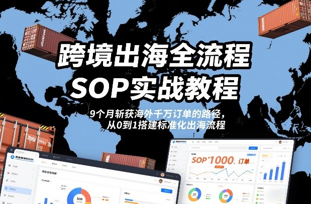 跨境出海全流程全盘托出SOP实战教程，9个月斩获海外千万订单的路径，从0到1搭建标准化出海流程-默默网创