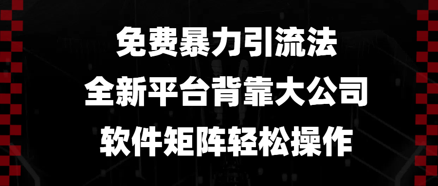 （13745期）免费暴力引流法，全新平台，背靠大公司，软件矩阵轻松操作-默默网创
