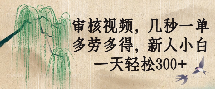 （14202期）审核视频，几秒一单，多劳多得，新人小白一天轻松300+-默默网创