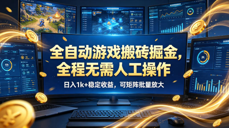 全自动游戏搬砖掘金，全程无需人工操作，日入1k+稳定收益，可矩阵批量放大【揭秘】-默默网创