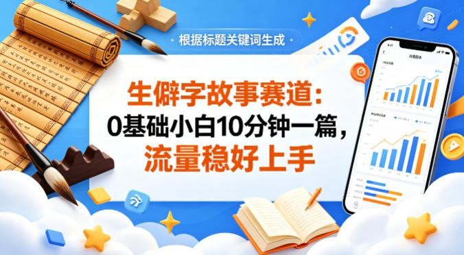 公众号流量主——生僻字故事赛道，流量稳，好上手，0基础小白也能10分钟一篇-默默网创