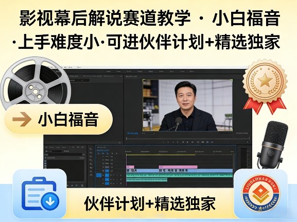 某大佬的影视幕后解说赛道教学，小白福音，上手难度小，可进伙伴计划+精选独家-默默网创