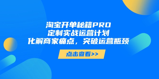 （14642期）淘宝开单秘籍PRO，定制实战运营计划，化解商家痛点，突破运营瓶颈-默默网创