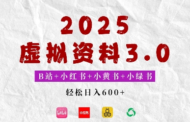 2025年B站+小红书+小黄书+小绿书组合新玩法，虚拟资料3.0打法，轻松日入多张-默默网创