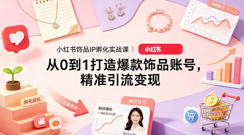 小红书饰品IP孵化实战课｜从0到1打造爆款饰品账号，精准引流变现-默默网创