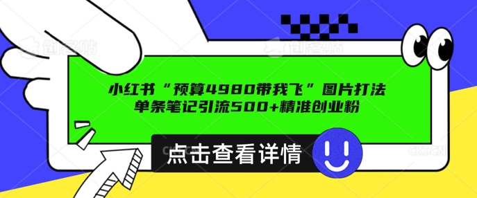 小红书图片引流打法，一张图片引爆创业粉 私信回不完，单条笔记引流500+精准创业粉-默默网创