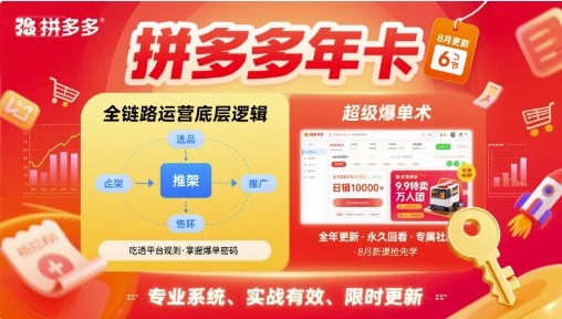 拼多多年卡，拼多多全链路运营底层逻辑，超级爆单术【更新26年3月29日】-默默网创