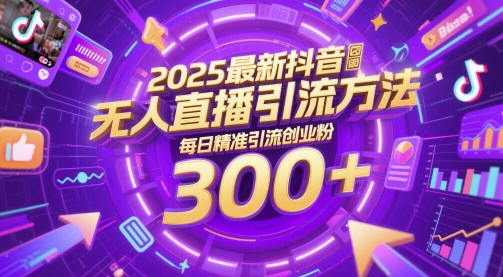 2025最新抖音无人直播引流方法，每日精准引流创业粉300+-默默网创