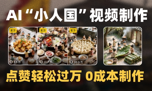 爆款1000W+播放微缩景观迷你小人国AI视频0成本制作全流程教学-默默网创