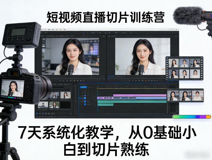 短视频直播切片训练营二期，7天系统化教学，从0基础小白到切片熟练-默默网创